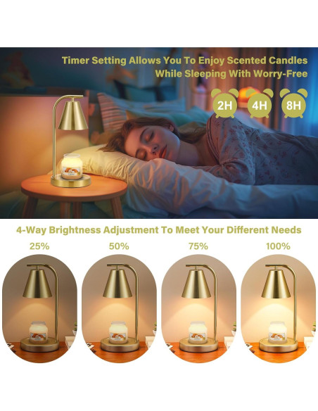 Lámpara Calentadora de Velas Hong-in Dorada con Temporizador Lámpara Calentadora de Velas Hong-in Dorada con Temporizador