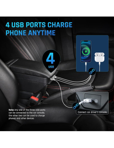 Caja de Apoyabrazos YJYWZH para Toyota Yaris 2015-2021 con 4 USB