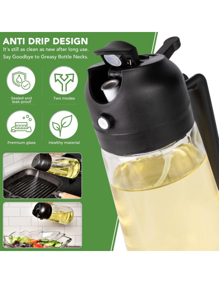 Dispensador de Aceite 2 en 1 Robinesse 470ml Vidrio Negro Dispensador de Aceite 2 en 1 Robinesse 470ml Vidrio Negro