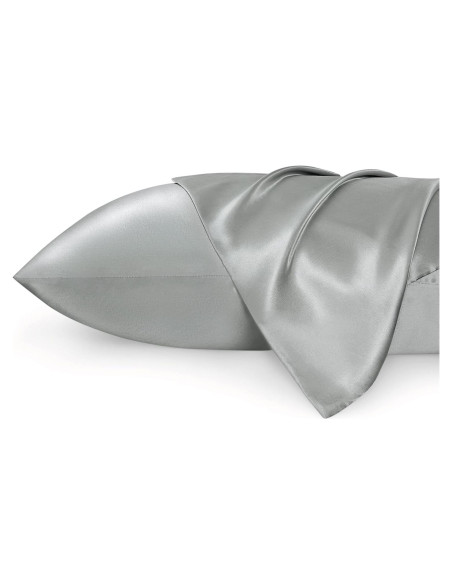 Funda de Almohada de Satén Bedsure 2 Pack Estándar 50.8x66 cm Gris Funda de Almohada de Satén Bedsure 2 Pack Estándar 50.8x66 cm Gris