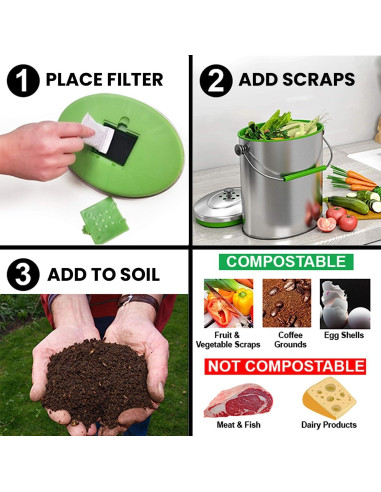 Bote de Compostaje iTouchless de Acero Inoxidable 6L