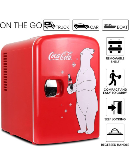 Refrigerador Mini Koolatron Oso Polar 4L Rojo Portátil Refrigerador Mini Koolatron Oso Polar 4L Rojo Portátil