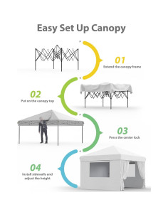Carpa Pop Up GarveeLife 3.05x3.05m Blanca con Paredes Removibles 2