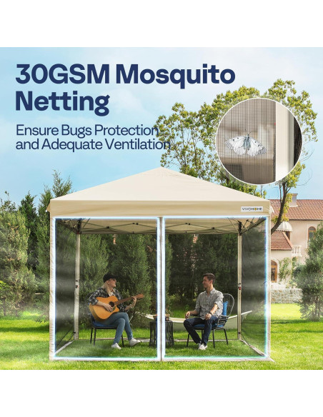 Carpa VIVOHOME 3x3m con Mosquitera y Ruedas Beige Carpa VIVOHOME 3x3m con Mosquitera y Ruedas Beige