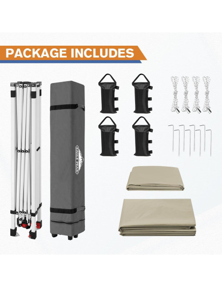 Carpa Pop Up EAGLE PEAK 10x10 Beige Claro con Pared Lateral Carpa Pop Up EAGLE PEAK 10x10 Beige Claro con Pared Lateral