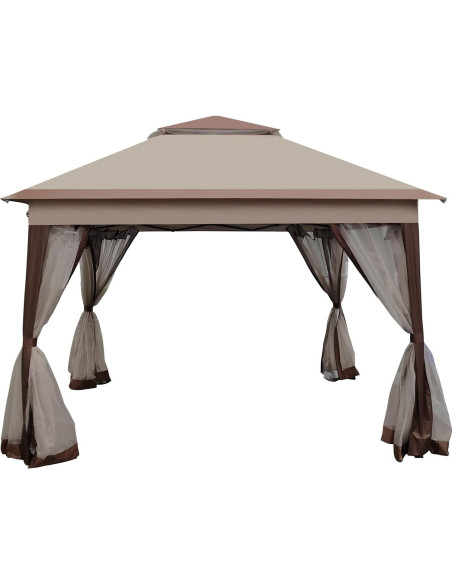 Gazebo Plegable 3.3x3.3m SPOFLYINN con Techo Doble y Malla Gazebo Plegable 3.3x3.3m SPOFLYINN con Techo Doble y Malla