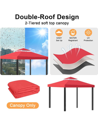 Cubierta de Reemplazo Toldo ShowyLive 10x10 Rojo Resistente