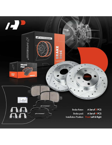 Discos de Freno Perforados y Ranurados A-Premium 255mm + Pastillas Cerámicas Toyota/Chevrolet