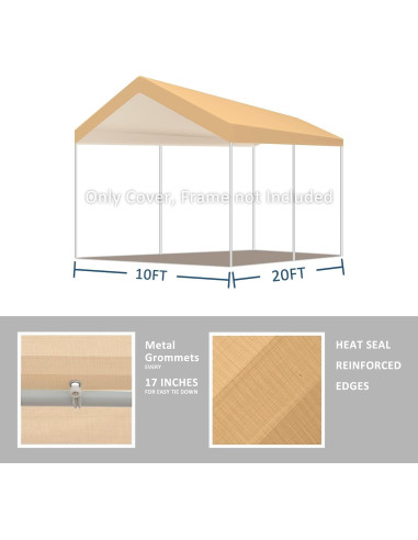 Carpa de Reemplazo TGEHAP 3.05 x 6.1 m Impermeable Beige