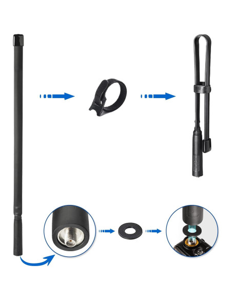 Antena de Radio Ham Plegable Bingfu VHF UHF 136-520MHz 47cm Antena de Radio Ham Plegable Bingfu VHF UHF 136-520MHz 47cm
