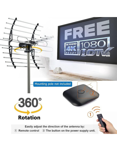Antena de TV Digital HD CeKay Exterior 200 Millas 4K 1080P Antena de TV Digital HD CeKay Exterior 200 Millas 4K 1080P