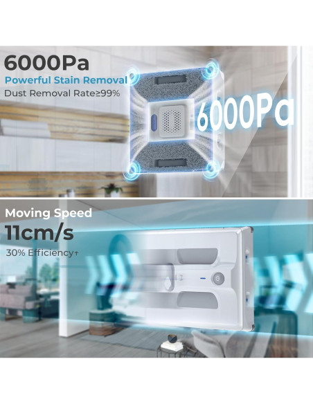 Robot Limpiador de Ventanas HUTT A1, 6000Pa, 150ml, 2024 Robot Limpiador de Ventanas HUTT A1, 6000Pa, 150ml, 2024
