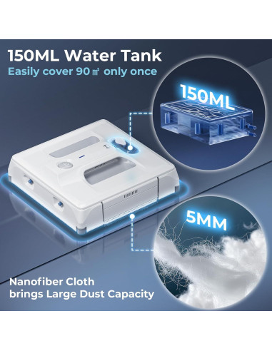 Robot Limpiador de Ventanas HUTT A1, 6000Pa, 150ml, 2024
