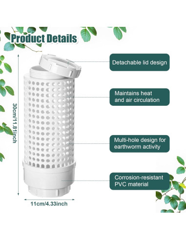 Contenedor de Compostaje al Aire Libre Blosssound 2 Pcs 2.46L