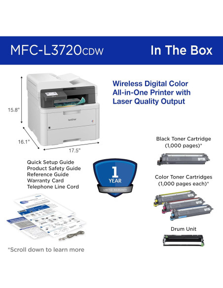 Impresora láser color Brother MFC-L3720CDW todo en uno Impresora láser color Brother MFC-L3720CDW todo en uno