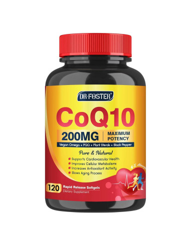 Suplemento CoQ10 200mg DR FOSTER con Vitamina E y Omega 3-6-9