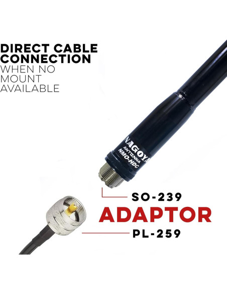 Antena Nagoya NMO-HDC 119.8 cm 6.5dB UHF NMO Soporte 200W Antena Nagoya NMO-HDC 119.8 cm 6.5dB UHF NMO Soporte 200W