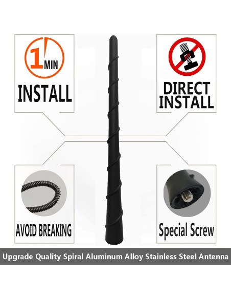 Antena Corta Toyota Highlander 2001-2013 Negra 17.78cm Antena Corta Toyota Highlander 2001-2013 Negra 17.78cm