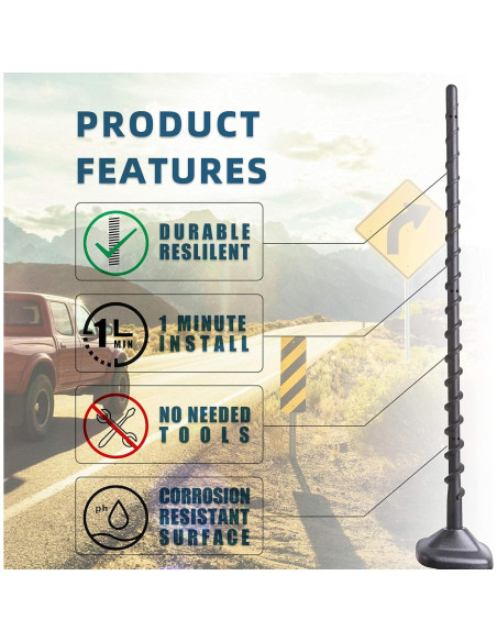 Antena VOFONO 17.8 cm para Ford F150 y Dodge RAM 2009-2025 Antena VOFONO 17.8 cm para Ford F150 y Dodge RAM 2009-2025