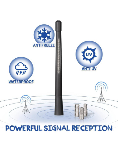 Antena de Vehículo Eightwood 17.5 cm Flexible con Adaptadores