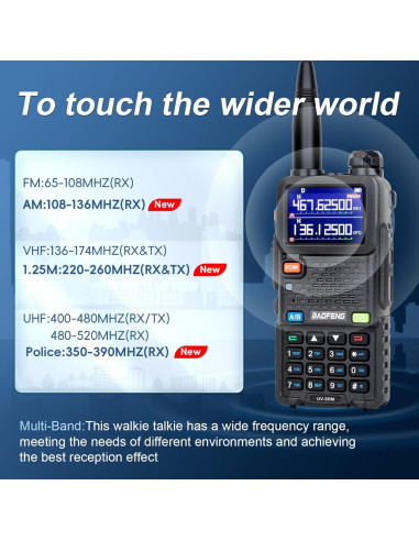 Radio de Ham BAOFENG 5RM 10W VHF/UHF 8 Bandas Portátil