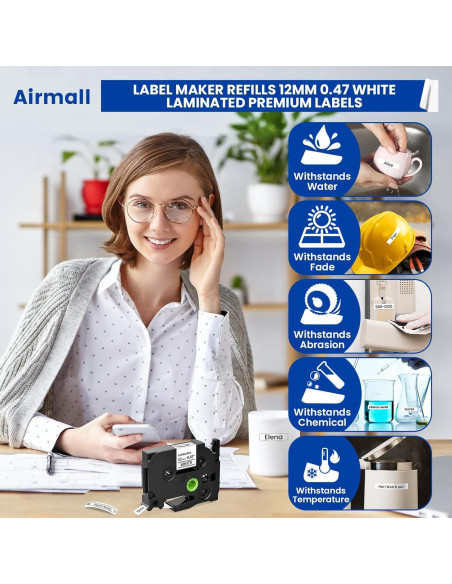 Cinta de Etiquetadora Airmall 12mm Blanca TZE231 6-Pack Cinta de Etiquetadora Airmall 12mm Blanca TZE231 6-Pack