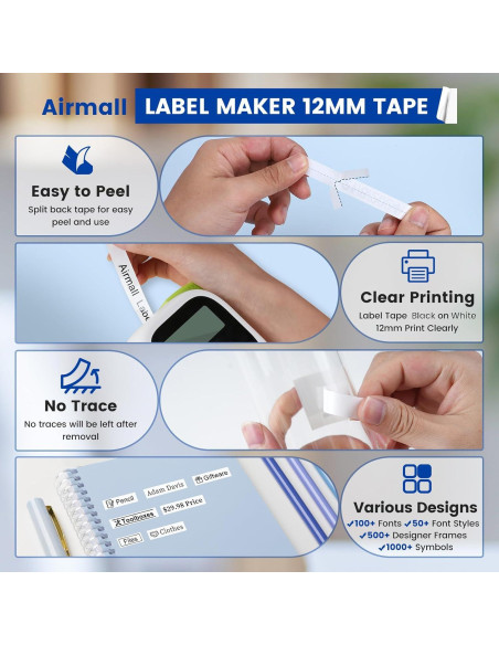 Cinta de Etiquetadora Airmall 12mm Blanca TZE231 6-Pack Cinta de Etiquetadora Airmall 12mm Blanca TZE231 6-Pack
