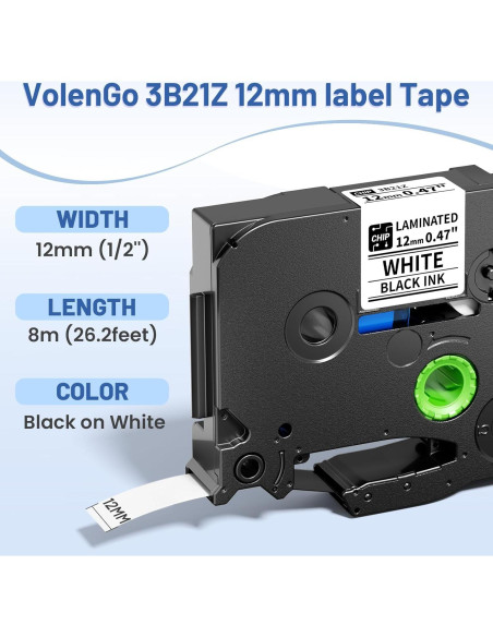 20 Cintas de Etiqueta VolenGo TZe-231 12mm Laminadas Blancas 20 Cintas de Etiqueta VolenGo TZe-231 12mm Laminadas Blancas