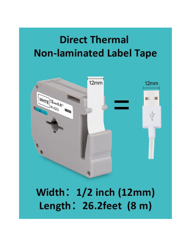 Cinta de Etiqueta Hehua M 12mm Compatible Brother MK-231 6PK