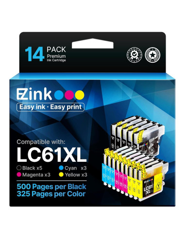 Cartuchos de tinta E-Z Ink compatibles Brother LC61 - 14 unidades