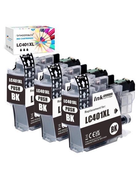 Cartuchos de Tinta Negra Brother LC401XL BK - Paquete de 3 Cartuchos de Tinta Negra Brother LC401XL BK - Paquete de 3