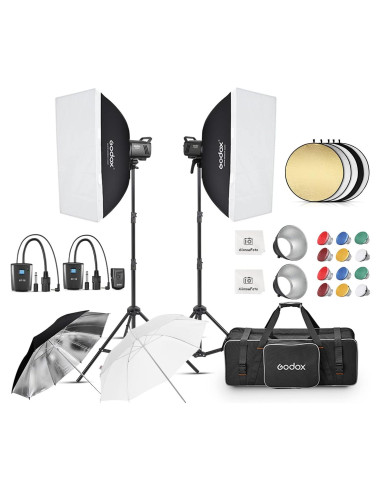 Kit de Luz de Flash Estroboscópico Godox MS300V 600W con Accesorios
