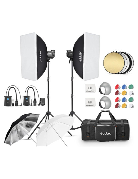 Kit de Luz de Flash Estroboscópico Godox MS300V 600W con Accesorios Kit de Luz de Flash Estroboscópico Godox MS300V 600W con Accesorios
