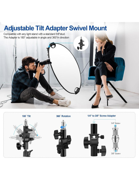 Soporte de Luz LED Plegable WELLMAKING WM-80FL 5-en-1 con Reflectores Soporte de Luz LED Plegable WELLMAKING WM-80FL 5-en-1 con Reflectores