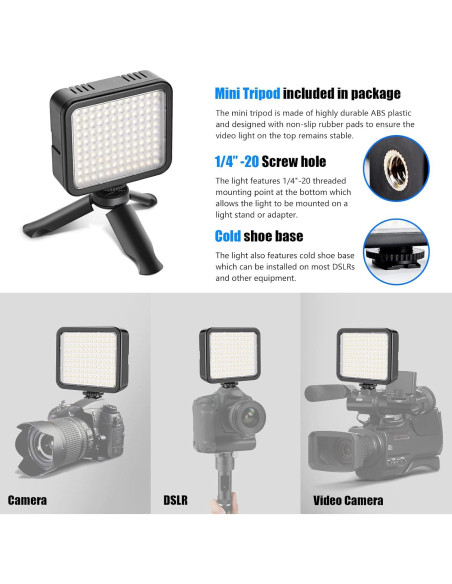 Luz de Video LED Mettlelite VL120B Dimmable Portátil 357g Luz de Video LED Mettlelite VL120B Dimmable Portátil 357g