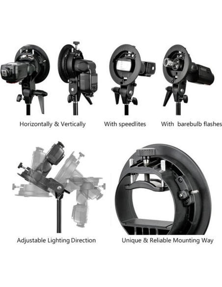 Soporte Godox S-Type para Flash Speedlite Montaje Bowens Soporte Godox S-Type para Flash Speedlite Montaje Bowens