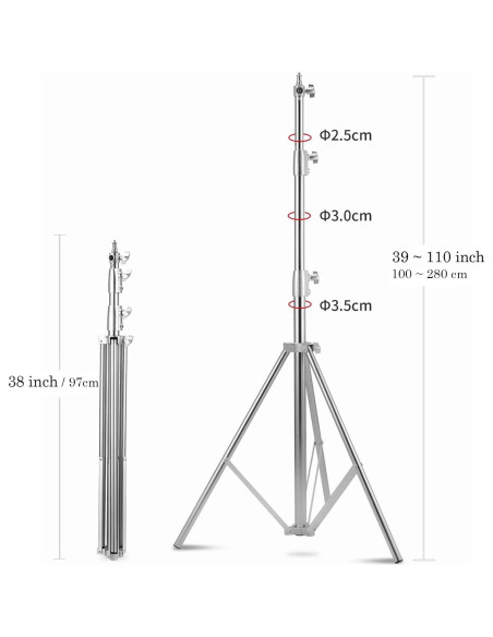 Soporte de Luz de Acero Inoxidable Lapgood 2.8m Trípode Pesado Soporte de Luz de Acero Inoxidable Lapgood 2.8m Trípode Pesado