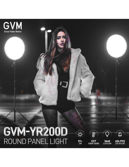 GVM Luz de Video Bi-Color 3200K-5600K CRI 97+ con Control APP GVM Luz de Video Bi-Color 3200K-5600K CRI 97+ con Control APP