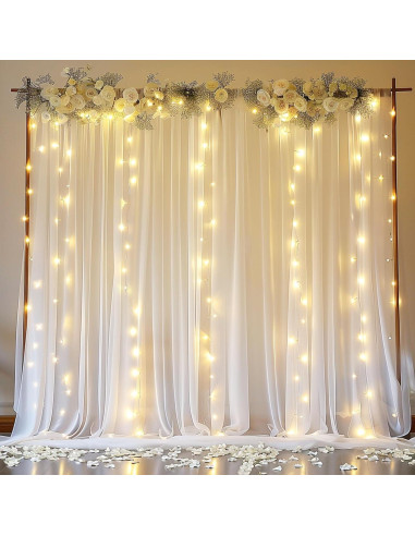 Cortina de Fondo Blanca Gallety 10x10ft con Luces LED