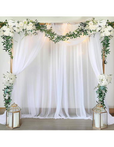 Cortina de fondo de tul blanca 3m x 3m para bodas y fiestas