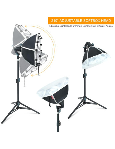 Kit de Iluminación Softbox LINCO AM273 con 3 Bombillas LED