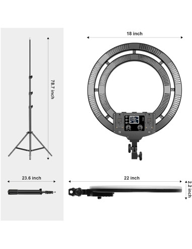 Anillo de Luz LED GVM 18" Regulable 3200K-5600K con Soporte