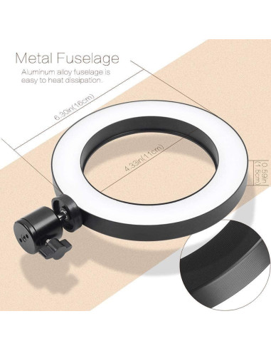 Luz de Anillo LED USB 8" Acetaken con Brazo Giratorio