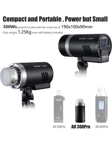 Flash Estroboscópico Godox AD300Pro 300Ws Portátil TTL HSS