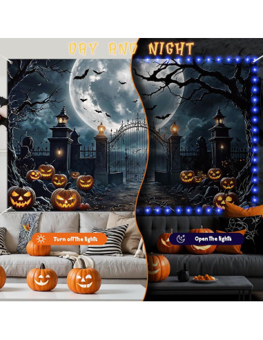 Banner Halloween LED Calabaza Espeluznante 180x110cm Innovoscape