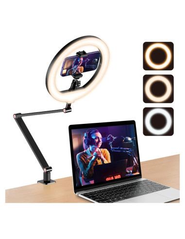 Anillo de Luz USB 10" MIAO LAB con Soporte y Clip para Teléfono