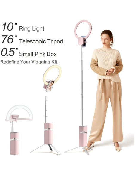 Anillo de Luz Selfie iyesku 25 cm con Trípode 193 cm Rosa Anillo de Luz Selfie iyesku 25 cm con Trípode 193 cm Rosa