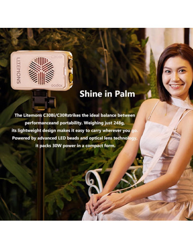 Luz de Video LED Godox C30 BI 30W Bi-Color 2800K-6500K