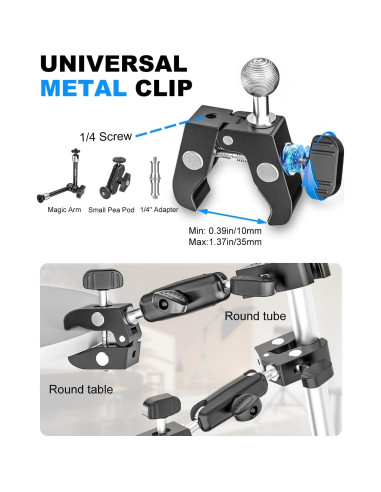 Soporte Doble Super Clamp Kolasels Ajustable 360 Metal Negro