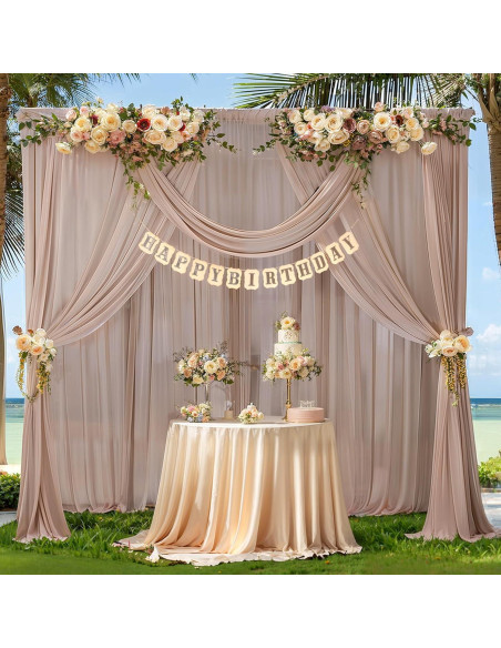 Cortinas de fondo taupe Wish Care 1.52m x 3.05m, chiffon Cortinas de fondo taupe Wish Care 1.52m x 3.05m, chiffon
